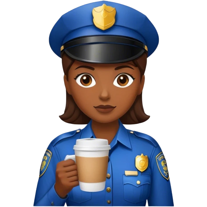 Police woman holding a coffee emoji