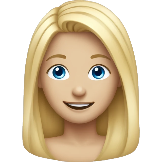 smiling girl with blonde hair and blue eyes emoji