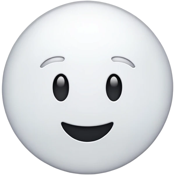 A smooth, white, circular emoji with a glossy and slightly reflective surface. Minimalist and clean design, resembling modern digital emojis. emoji