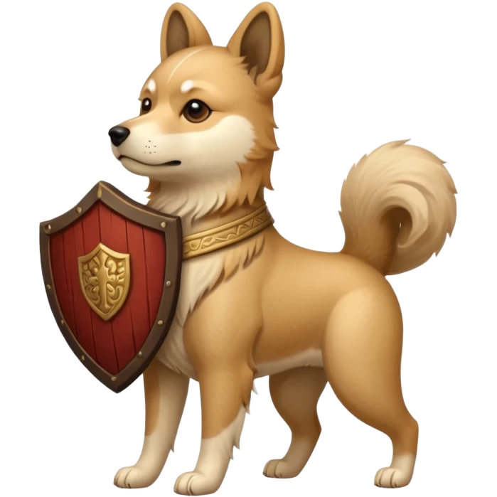 ancient chinese dog with wooden shield emoji