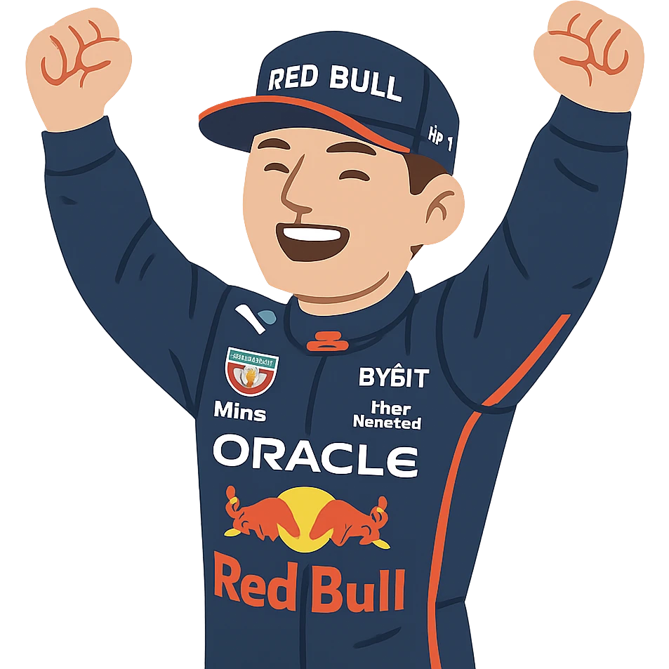 flat toon style Max Verstappen celebrating emoji