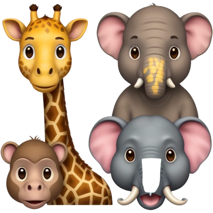 зоопарк, з одним жирафом, одним слоном, одною мавпою, одним бегемотом emoji