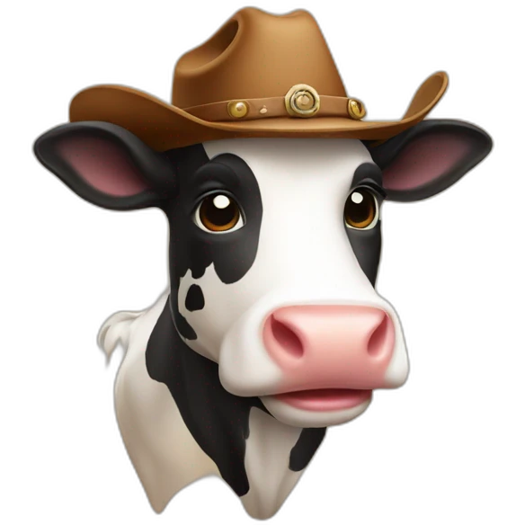 Cow wearing a cowboy hat cute emoji