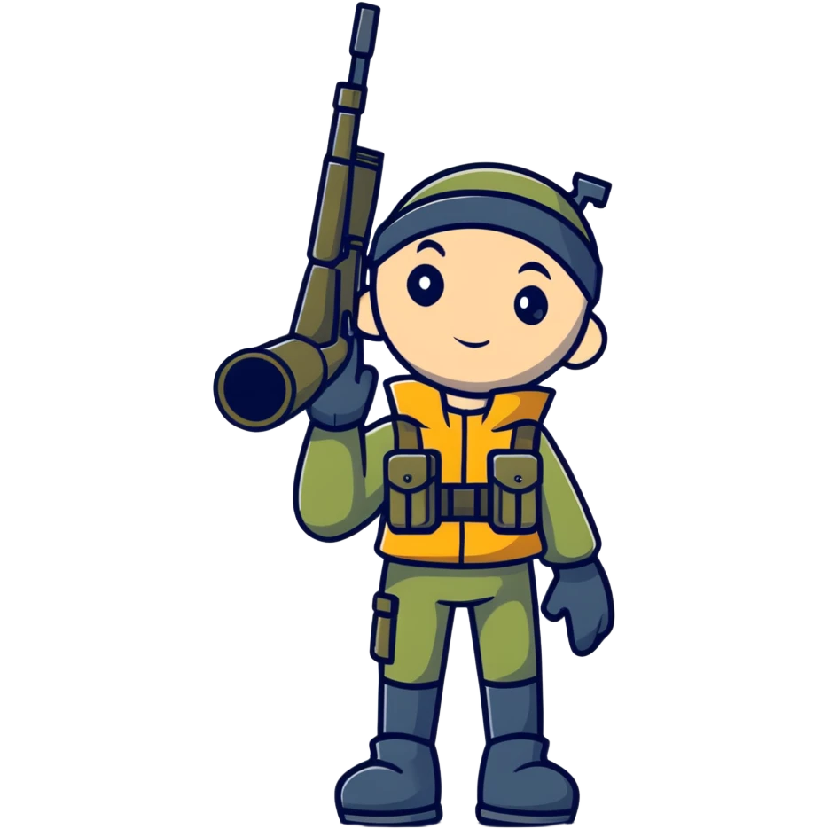 sniper cartoon standing saluting emoji