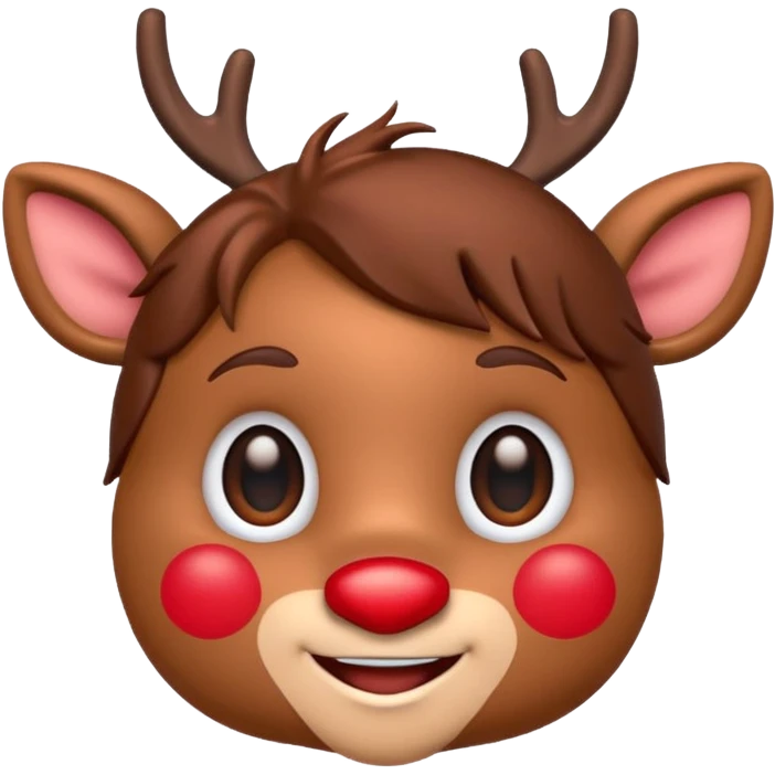 Rudolph cute face emoji for slack simple with hair emoji