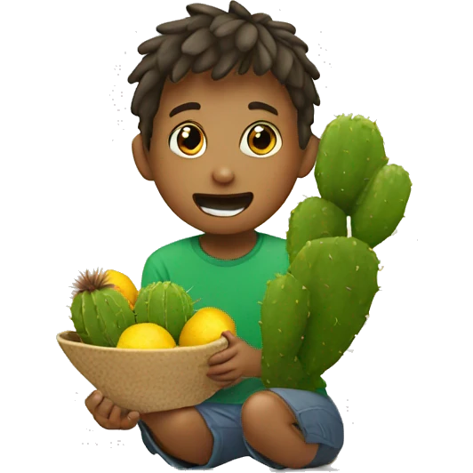 Kid eating cactus fruit emoji