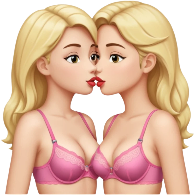 2 girls in bras kissing emoji