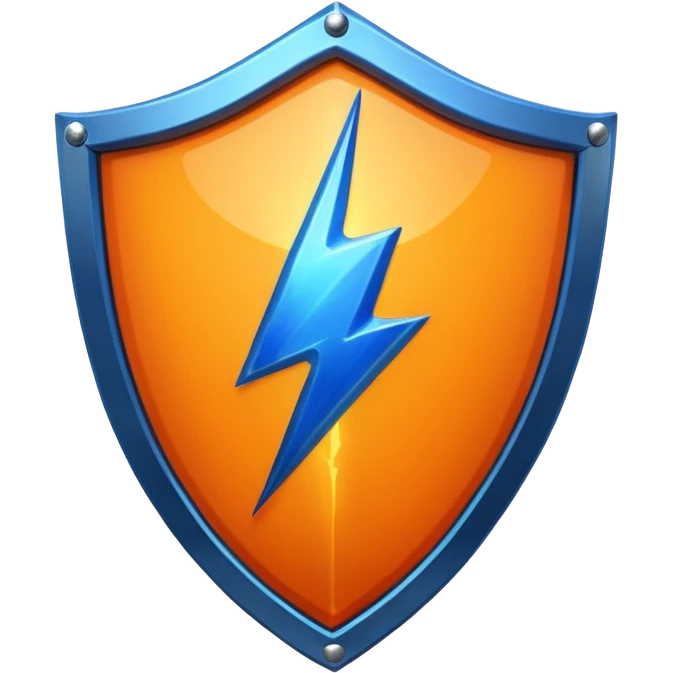 Orange shield with lightning emoji