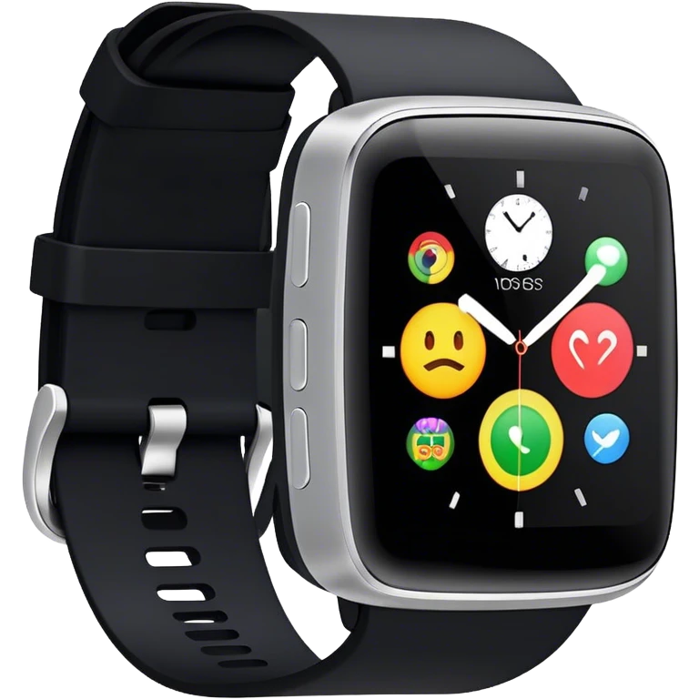 A modern smartwatch, black with a completely blank, turned-off screen emoji