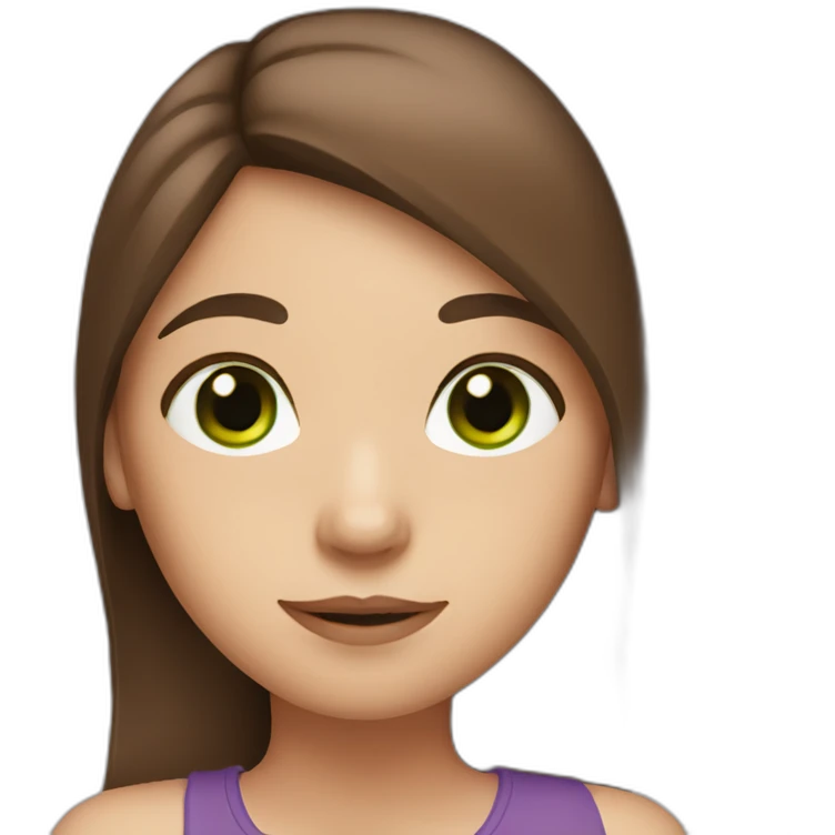 long straight brown hair girl with green eyes and freckles from head to chest emoji