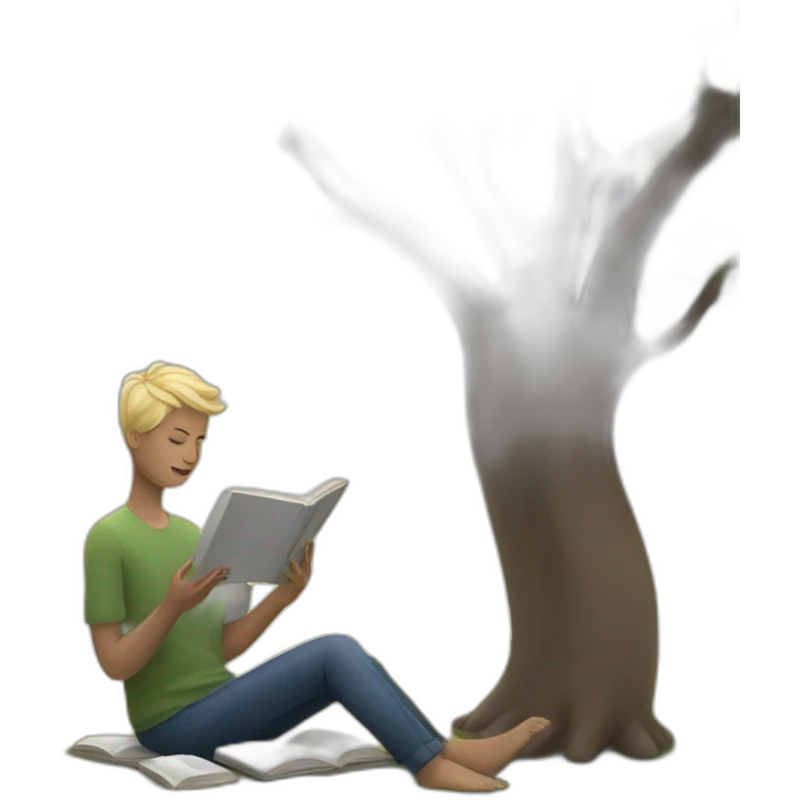 white person reading under the tree emoji