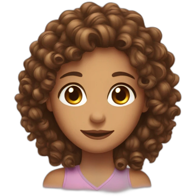 long haired curly brown eyed woman with her two daughters emoji
