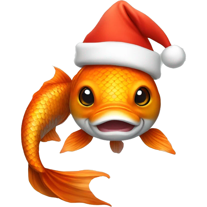 Koi fish with Santa hat emoji