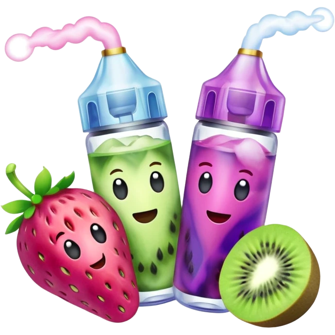 dubbel duo vape, pink, grape ice and strawberry kiwi emoji