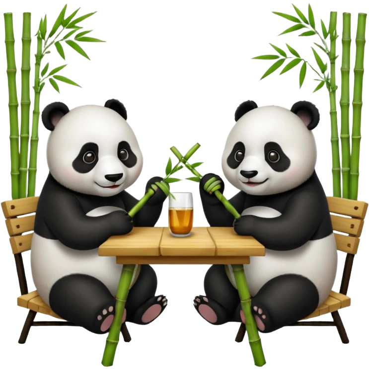 4 pandas à table emoji