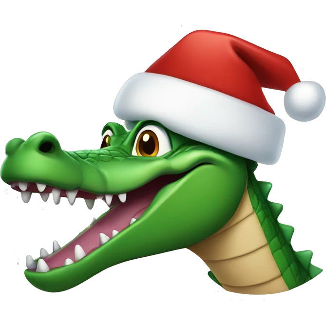 alligator with a santa hat emoji