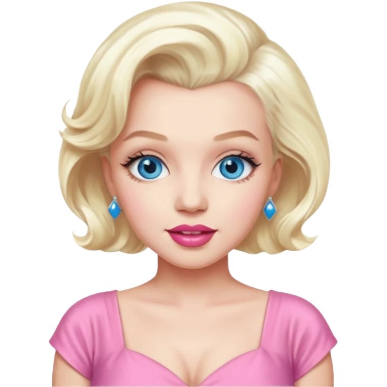 Marilyn Monroe with blue eyes, platinum blonde hair, pink outfit emoji