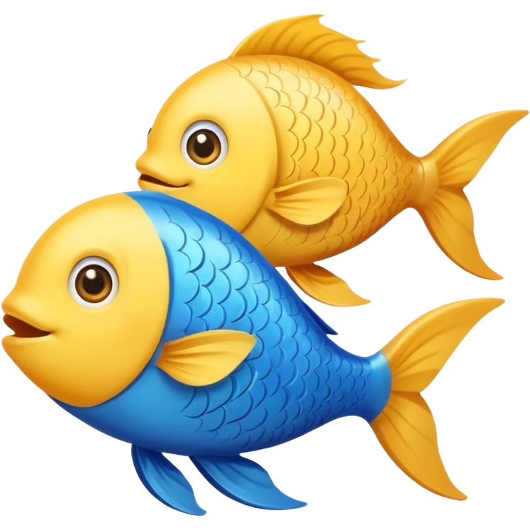 Make an emoji with two fish as pisces from horoscope, make them look very cute and emoji like emoji