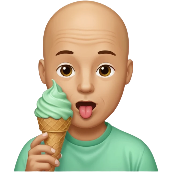 Bald man Licking a mint ice cream cone emoji
