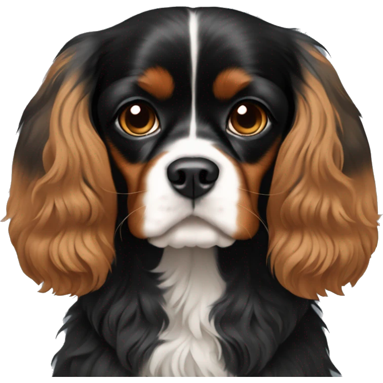 Cavalier Charles spaniel with all black fur. No brown fur  emoji