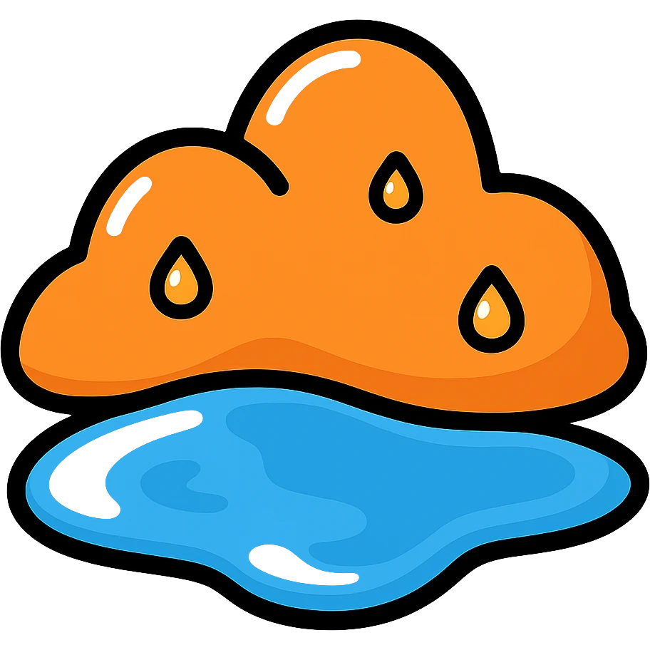 Make the wet soil look even wetter with puddles and shine, keeping the color outline icon style. emoji