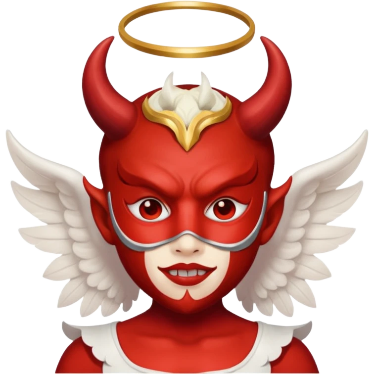 Devil wearing angel mask emoji