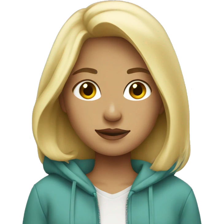 blonde girl wearing trendy hoodie emoji