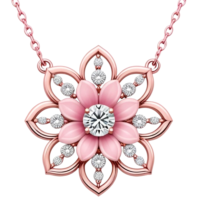 Pink flower diamond necklace  emoji