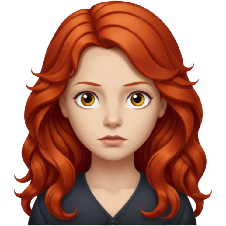 Preta, do cabelo grande ondulado, vermelho, cara de Seria, croped emoji