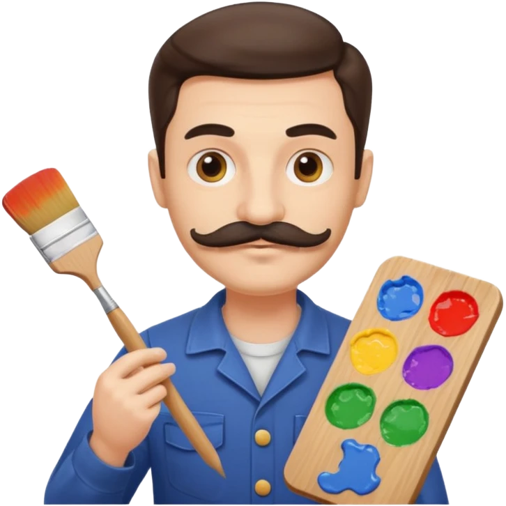 artist with a palette and a moustache emoji