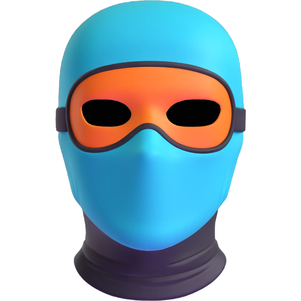 teal and orange ski mask emoji