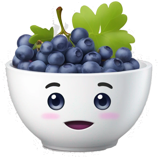 yoghurt bowl with grapes and blueberries emoji