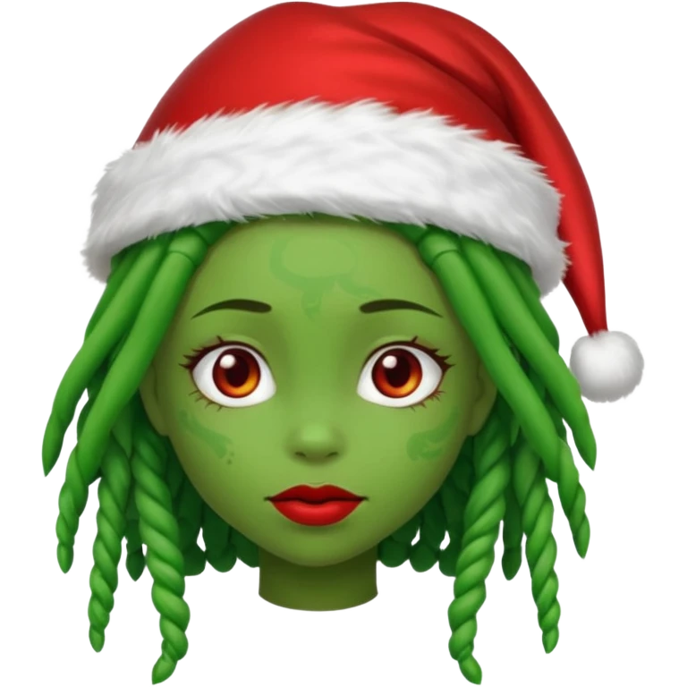 Girl style grinch with locs emoji