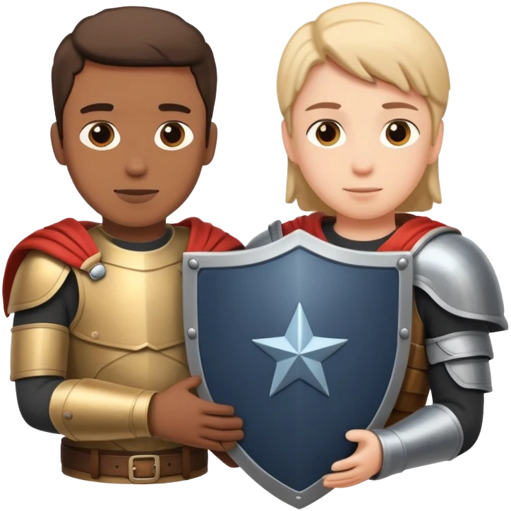 Person with shield protecting another person, representing trust and safety emoji