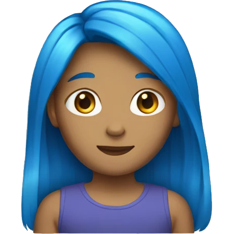 Blue long hair with pronouns emoji