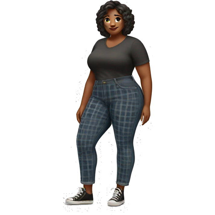 Curvy woman plaid jeans emoji