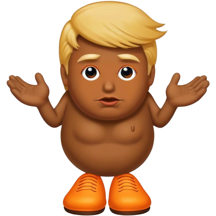 Poop with large feet colored orange with Donald Trump’s hair emoji