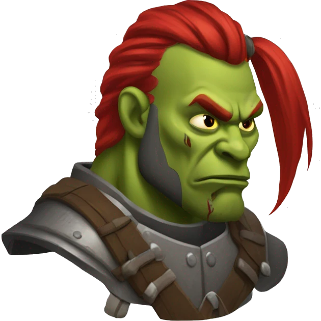 Armored Berserker orc with red beard & red ponytail emoji
