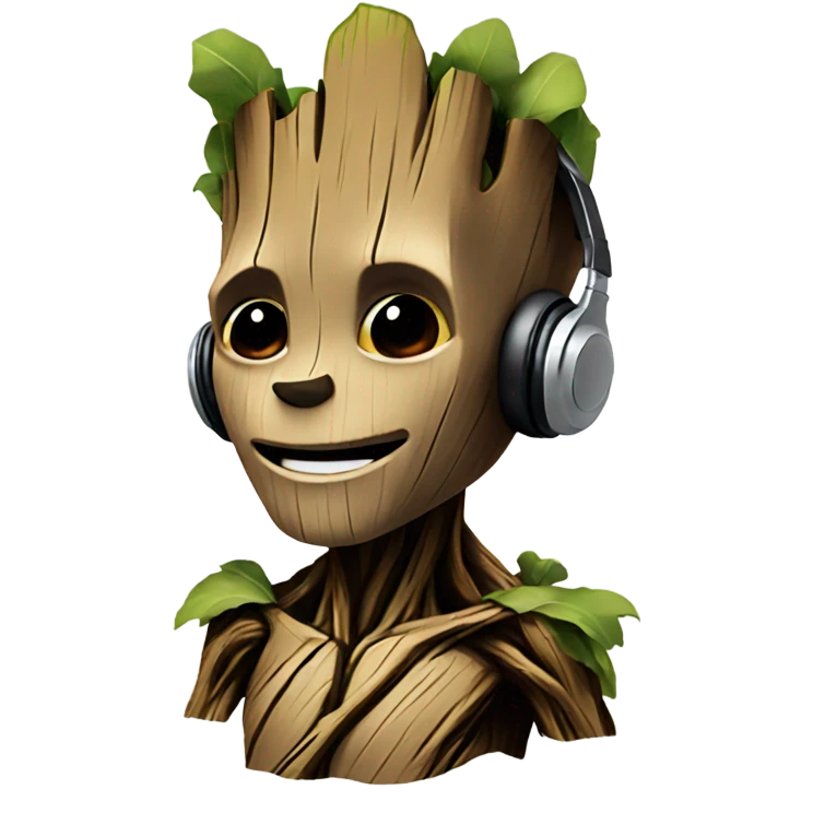 Groot wearing headphones emoji