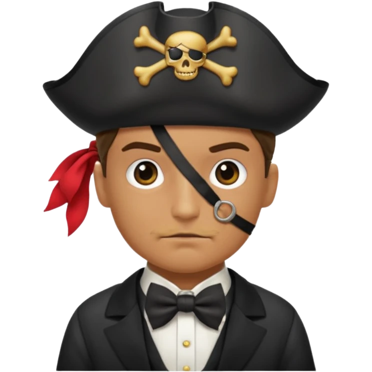 Pirate with eyepatch and bow tie emoji