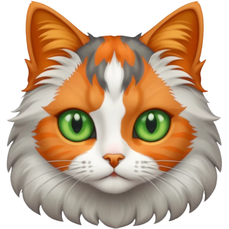 Fluffy diluted calico cat with green eyes emoji