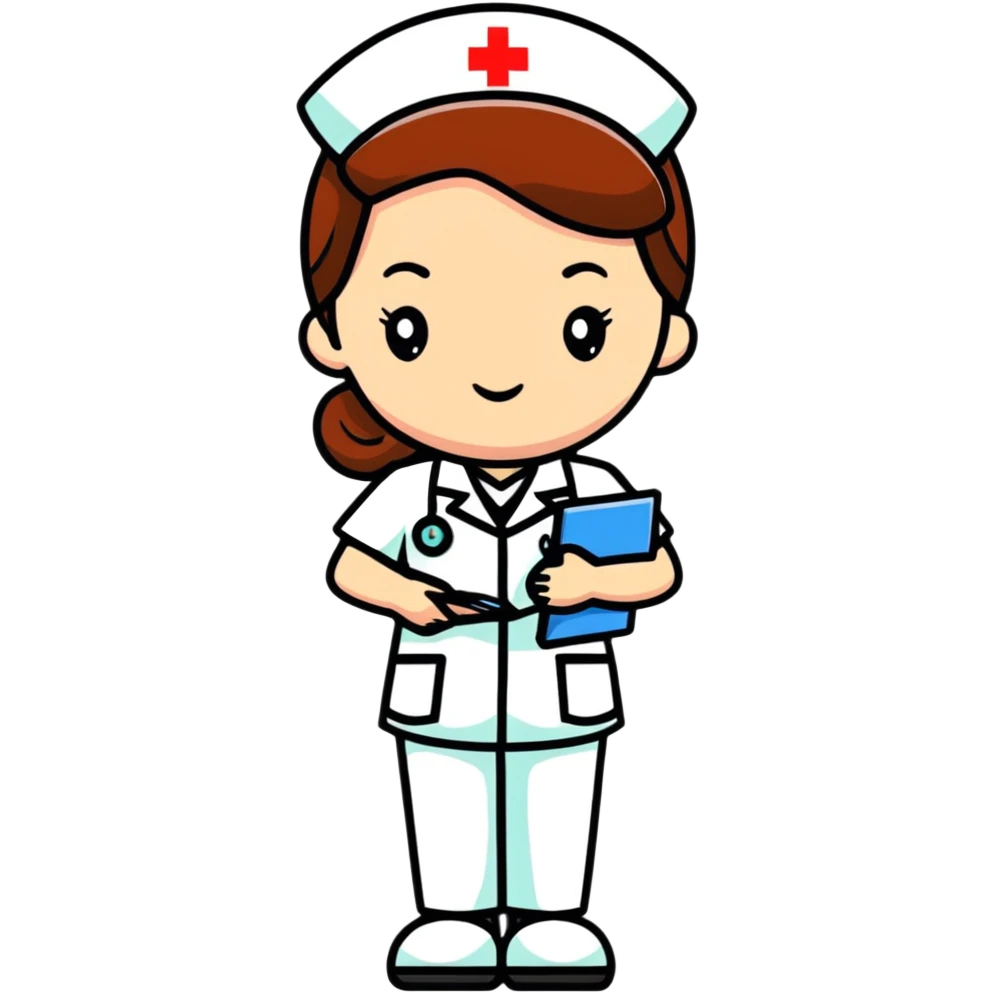 Nurse in uniform checking patients during hospital rounds emoji