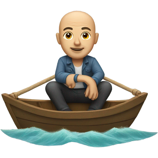 Bald man on a boat emoji