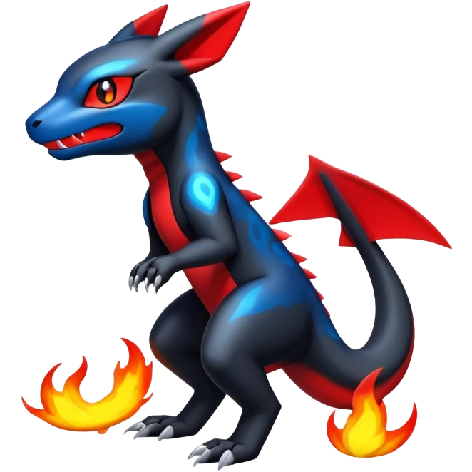 Cute Shiny Guilmon-Quilava-Salandit-Umbreon-Fakémon-hybrid-creature (full body)  emoji