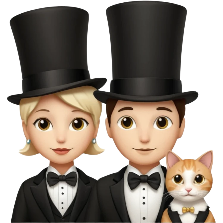 magician couple and their pet cat emoji