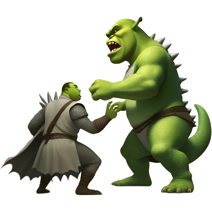 Shrek and Godzilla fighting  emoji