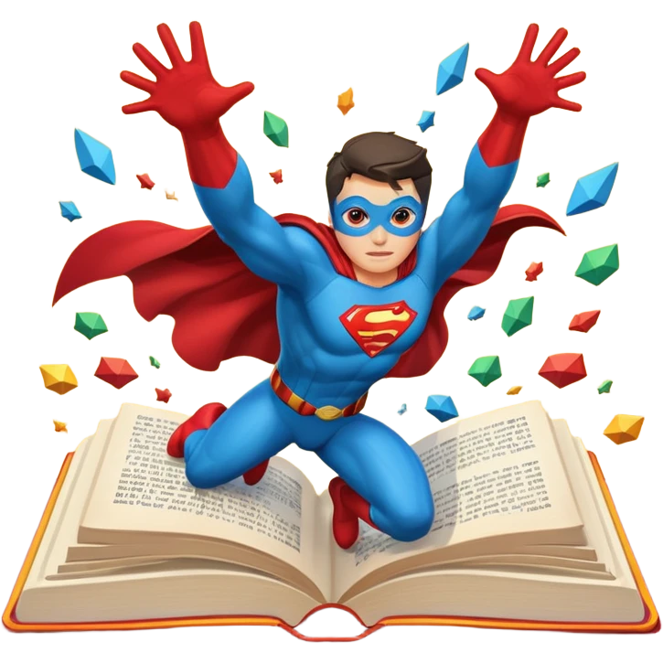 A book with Super heros emoji