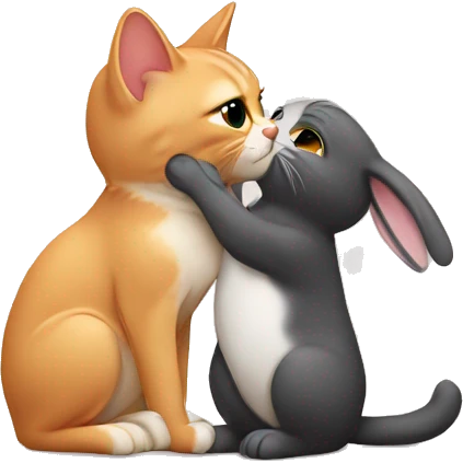 cat kissing bunny emoji