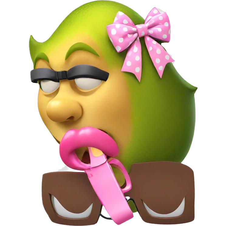 pink bow and glasses display emoji