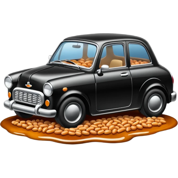 Car with beans in it and stuck in tar emoji